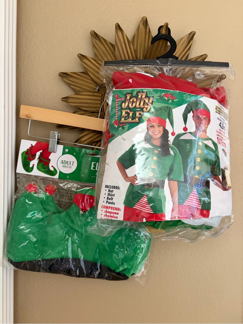 Jolly Elf Costume with New Elf Shoes Chest size 42 inch